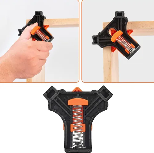 Miniatura 6 de Abrazaderas angulares de 90 grados, clip de esquina para carpintería, fijador de clip de ángulo recto, juego de 4 herramientas de abrazadera