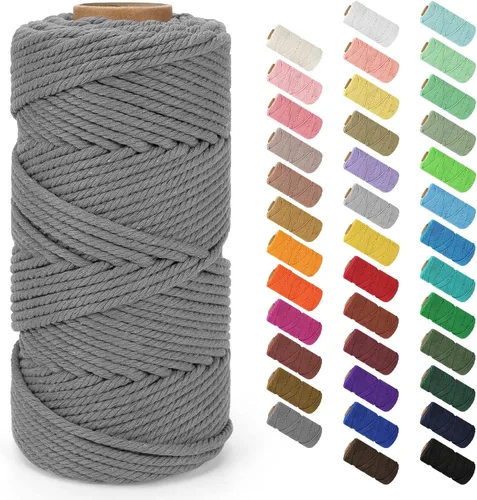 Miniatura 89 de Cordón de macramé de 0.079 in x 380 yardas (1140 pies), cuerda de algodón natural para colgar en la pared, ganchos de plantas, manualidades, Beige