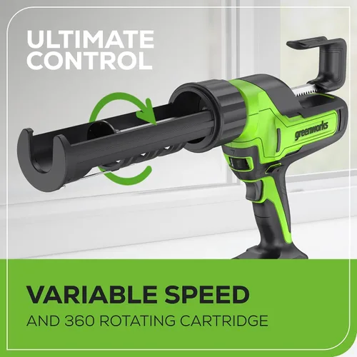 Miniatura 6 de Greenworks Pistola de calafateo y adhesivo inalámbrica de 24 V de 10 onzas, antigoteo de 6 velocidades con batería USB de 2 Ah y cargador de 2 A