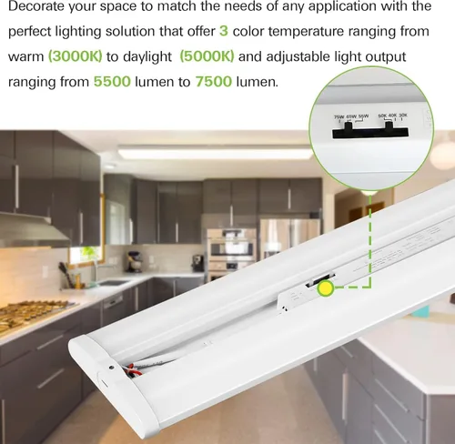 Miniatura 3 de hykolity Luz envolvente de 4FT 5" W LED con 3 vatios/3 CCT seleccionable 55W-75W, 3000K-5000K, 5500LM-7500LM, No Glare, Flush Mount Ceiling Light