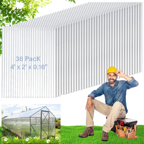 Miniatura 8 de Tatuo Paquete de 6 Paneles de Invernadero de Policarbonato de 4' X 2' X 0.16'' Láminas de Policarbonato Paneles de Techo de Doble Pared Impermeables