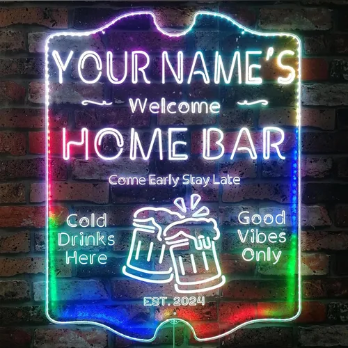 Miniatura 47 de ADVPRO Letrero de neón LED de doble color personalizado con tu nombre para bar casero de cerveza, año de establecimiento, blanco y morado, 16 x 12