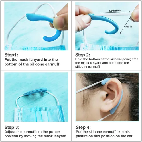 Miniatura 3 de Protectores de oreja antideslizantes de silicona suave para aliviar las molestias de oído (transparente, 6 pares)