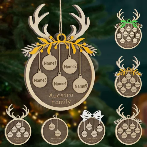 Miniatura 65 de Adornos de Navidad personalizados, familia de 1 nombre, adornos de Navidad de madera personalizados, decoración personalizada, decoración de árbol