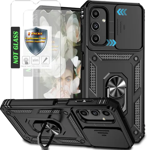 Miniatura 12 de Funda para Galaxy A26 con cubierta para lente de cámara, protector de pantalla HD, protección contra caídas de grado militar, soporte de anillo