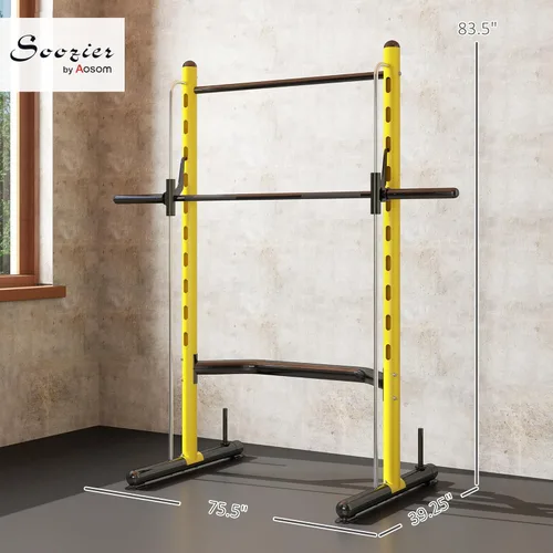 Miniatura 7 de Soozier Squat Rack with Pull-Up Bar, Adjustable Power Rack with Barbell Bar, Multi-Functional Steel Bench Press Rack for Home Gym Strength Training