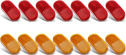 Partsam 14 luces LED de marcador lateral delantero y trasero para barcos, camiones, remolques, 7 ámbar+7 rojos, 4 pulgadas, caravana, remolque,