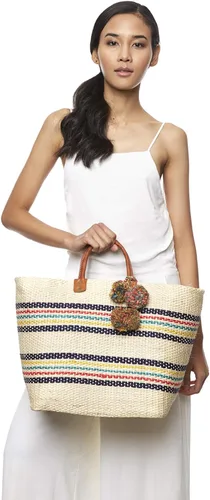 Miniatura 4 de Caracas - Bolsa de mano a rayas con pompones, naturalmulticolor, NaturalMulti