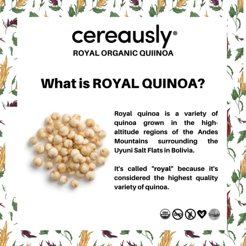 Miniatura 8 de CEREAUSLY Quinoa blanca orgánica – Quinoa real premium de Bolivia – Quinoa Kosher y sin OMG – Quinoa vegana y con cuota de gluten – 25 libras