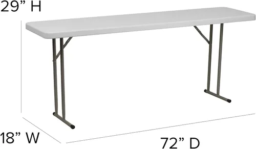 Miniatura 2 de EMMA + OLIVER Mesa plegable rectangular de plástico blanco de 6 pies con patas de bloqueo para entrenamiento o seminarios Granito blanco