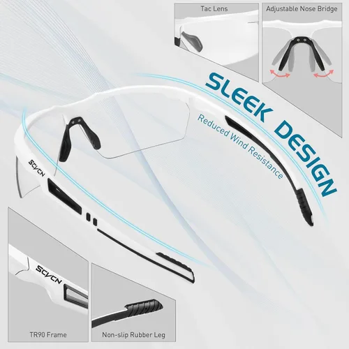 Miniatura 6 de SCVCN Gafas de sol deportivas fotocromáticas para ciclismo, gafas transparentes para hombres y mujeres, protección UV400, MTB BMX, pesca, correr
