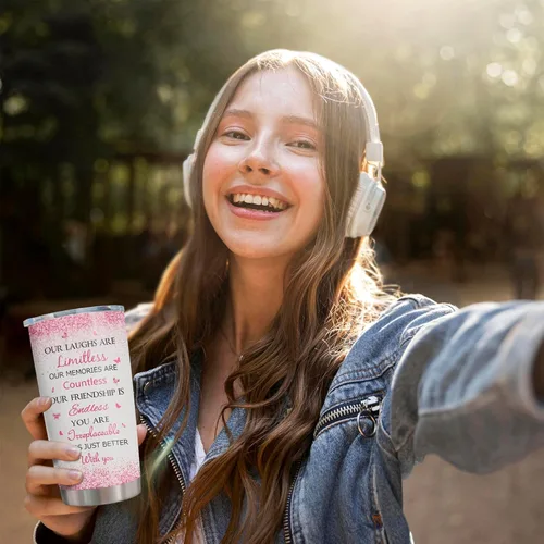Miniatura 5 de ZANIION Taza de cumpleaños de mejor amiga 20oz - Regalo único para mujeres, taza de café de amistad para mejor amiga, ideas de regalo a larga Best