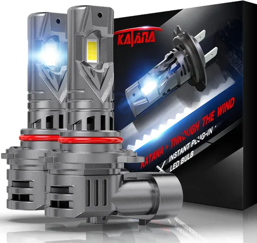 Miniatura 14 de KATANA Bombillas H4 mejoradas, 18000LM 6500K xenón blanco súper brillante tamaño mini con ventilador de refrigeración, luz antiniebla lista