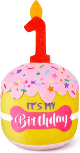 Miniatura 32 de Dansydaisy Accesorios de juguete de pastel de cumpleaños para perros, regalos para niñas y niños, juguete de peluche chirriante para decoración