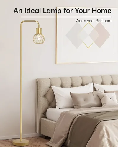 Miniatura 7 de Lámpara de pie industrial, lámpara de pie plateada antigua moderna con bombilla LED de 6 W, interruptor de pie, lámparas altas de metal para sala