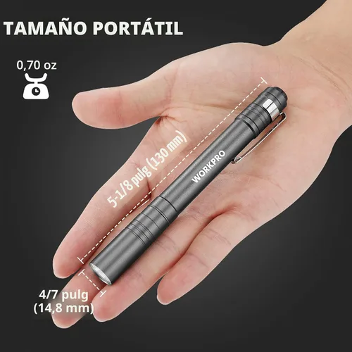Miniatura 2 de WORKPRO Luz de bolígrafo LED, Linternas de bolígrafo de aluminio, Linterna de bolsillo con clip para inspección, emergencia, uso diario, 2