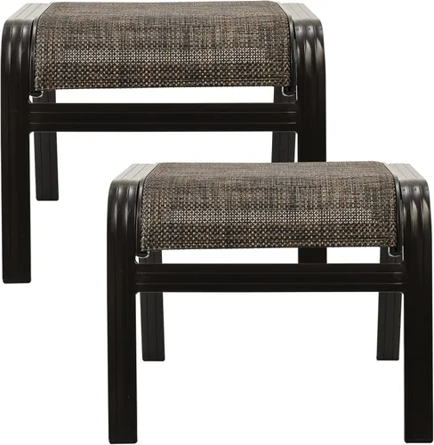 Reposapiés para patio al aire libre, asiento otomano, de textileno, portátil, de metal, sillas de patio, 2 unidades, color marrón