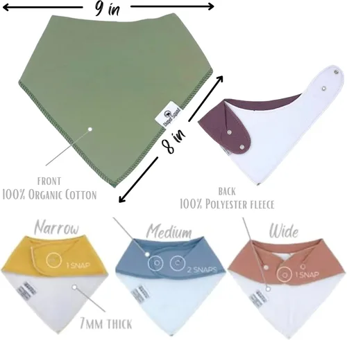 Miniatura 4 de DiaperSquad's 100% Organic Cotton Baby Drool Bibs, Super Absorbent & Adjustable Baby Bibs for Drooling and Teething Color terroso