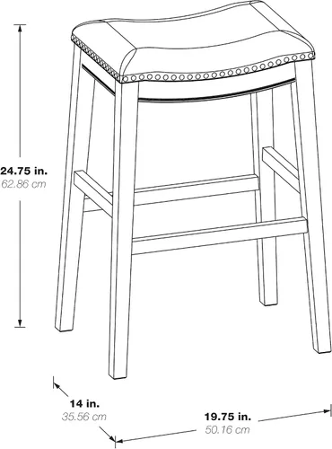Miniatura 3 de OSP Home Furnishings Metro - Taburete de silla de montar Metro de 24 pulgadas de altura de mostrador con ribete de cabeza de clavo, paquete de 2