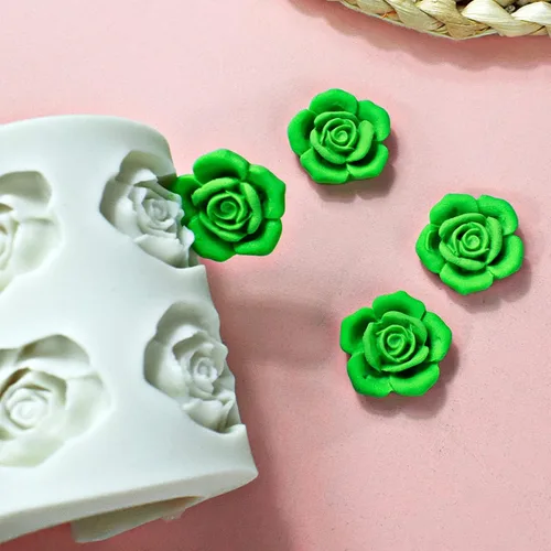 Miniatura 4 de Molde de silicona de flor de rosa de 6 cavidades, molde de chocolate para fondant, modelo de resina de arcilla, herramienta de decoración