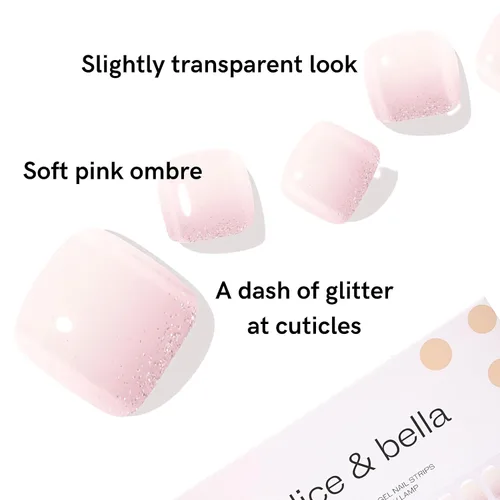 Miniatura 4 de Alice & Bella Tiras de pedicura de gel semicuradas (Bella's Fave) para uñas de los pies Adhesivo suave Requiere luz UV Calidad de salón