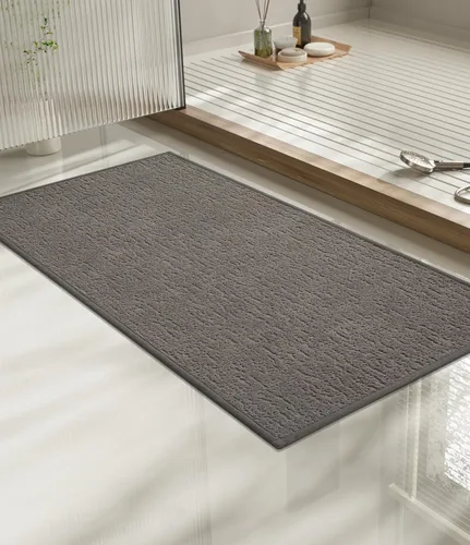 Miniatura 18 de Chakme Juego de 2 alfombras de baño ultrafinas, absorbentes, antideslizantes, lavables a máquina, color negro, 17 x 24 pulgadas / 17 x 30 pulgadas