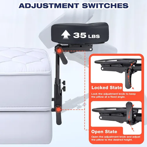 Miniatura 5 de Kit de masaje para la parte superior del colchón para el hogar, reposacabezas de masaje universal para cama, altura ajustable de hasta 14.5