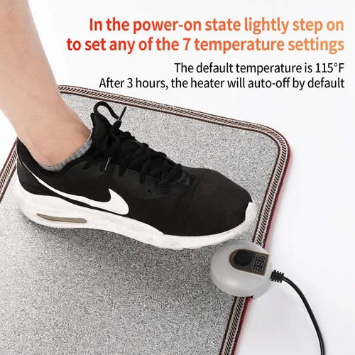 Miniatura 2 de Alfombras eléctricas con calefacción - Calentador de pies AC 110V, alfombra con calefacción para pies debajo del escritorio para oficina y hogar Gris
