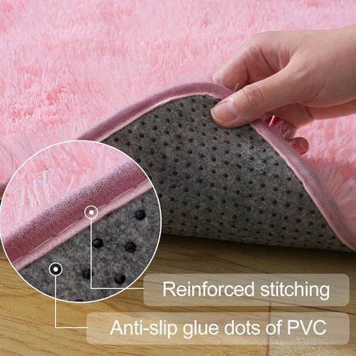 Miniatura 3 de qulint Alfombras de área de 8 x 10 pies para sala de estar, alfombra rosa grande y esponjosa para dormitorio, alfombras suaves y peludas para niños