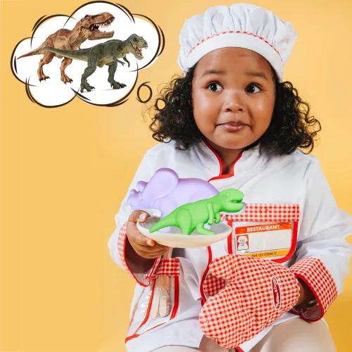 Miniatura 6 de Paquete de 2 moldes de silicona 3D de dinosaurio antiguo con 8 cavidades con temática de dinosaurio, bandeja para hornear bricolaje para pastel de 8