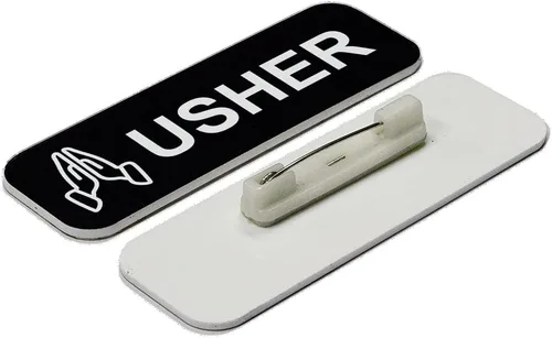 Usher - Placa de identificación de 1 x 3, color negro, manos orantes (paquete de 3)
