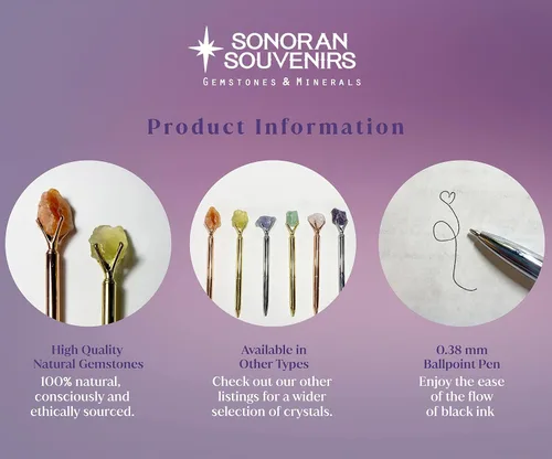 Miniatura 3 de Sonoran Souvenirs 2 bolígrafos de cristal natural genuino para diarios de manifestación, regalos significativos (cuarzo transparente y ahumado)