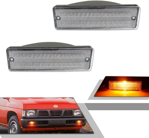 Miniatura 12 de Para 1988-1997 Nissan Hardbody Pickup, 1988-1995 Nissan Pathfinder parachoques delantero señal de giro DRL luz diurna lente ahumada lámpara LED