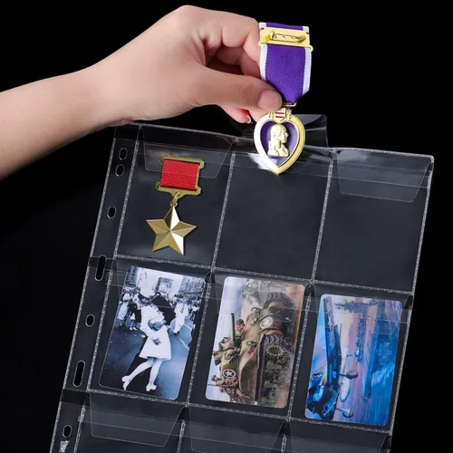 Miniatura 5 de Páginas de bolsillo para monedas: bolsillo estándar de 9 agujeros para monedas, fundas de recogida para monedas, 10 hojas serie CS03
