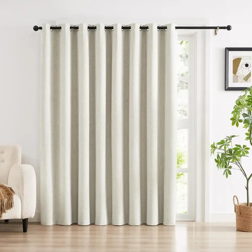 Miniatura 16 de Anpark Cortinas 100% opacas para dormitorio, cortina opaca de lino estilo granja de 84 pulgadas de largo, juego de 2 paneles, cortinas de ventana