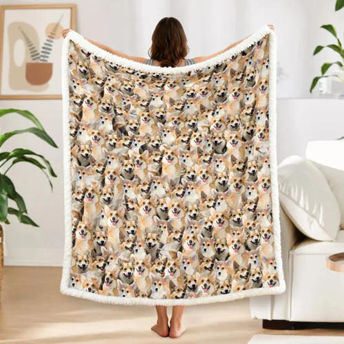 Miniatura 38 de BlessLiving Golden Retriever - Manta con patrones densos de perros, manta de forro polar Sherpa para sofá cama, manta suave y acogedora