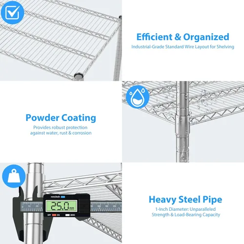 Miniatura 8 de Homdox Estantes de Almacenamiento de 5 Niveles y Estantería, 61cmx152cmx208cm Estantes de Metal Resistente para Almacenamiento, Unidad de Estantería