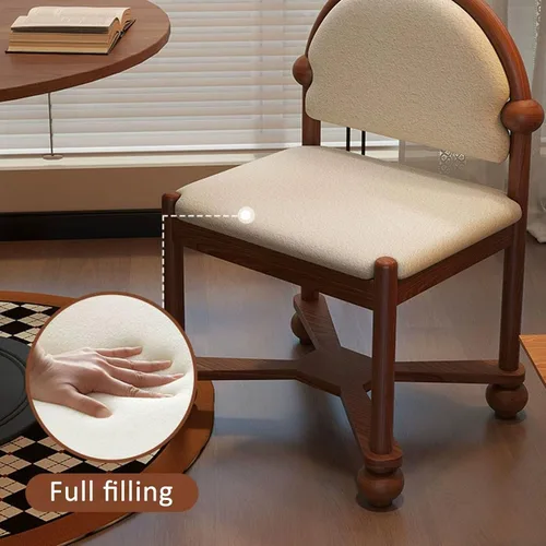 Miniatura 3 de JKGHK Sillas de comedor de madera, sillas de cocina para el hogar, silla auxiliar de cocina tapizada de tela, respaldo curvado retro, silla de sala