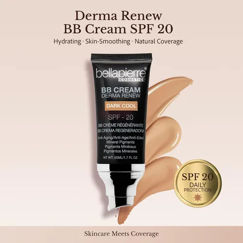 Miniatura 2 de Bellapierre BB Cream SPF 20 - Protector solar mineral y base líquida, hidratante facial ligero con cobertura construible, acabado mate, no tóxico