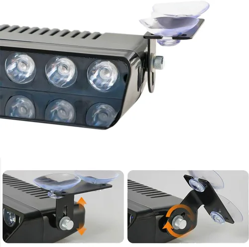 Miniatura 4 de Luz Estroboscópica de Destello LED Azul de Advertencia de Emergencia con 12 LED, Ventosa para Salpicadero Interior, Techo, Parabrisas, Salpicadero