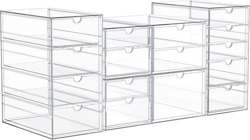 Miniatura 9 de Sorbus Organizador de maquillaje con 10 cajones, organizador de cajones de acrílico para maquillaje, organización y almacenamiento de oficina