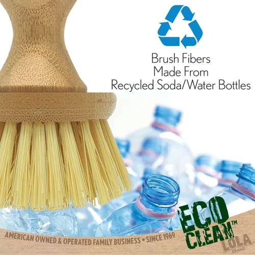 Miniatura 4 de LOLA Cepillo vegetal con perilla de bambú cómodo, cerdas de polietileno duraderas, bambú natural, fibras son botellas de soda/agua recicladas, 1