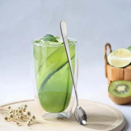 Miniatura 6 de IQCWOOD Cucharas de té helado de mango largo, cucharas de café de acero inoxidable para mezclar cócteles, juego de 4
