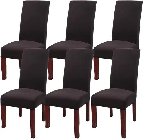 Miniatura 25 de Fundas para silla de comedor Yisun, fundas elásticas para silla de comedor, funda protectora para silla de comedor, mezcla de poliéster, Beige