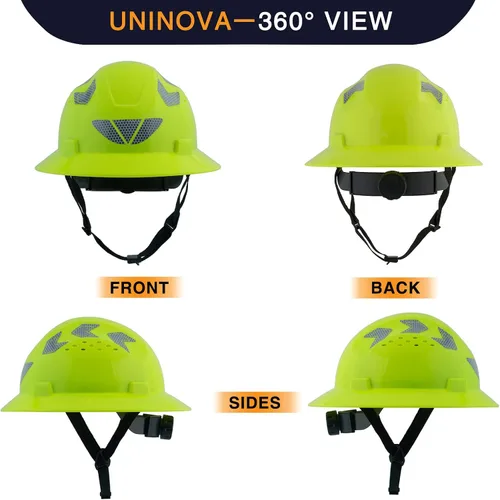 Miniatura 2 de Casco de seguridad de ala completa ventilado, casco de seguridad UNINOVA ANSI Z89.1, aprobado por la OSHA, cascos de construcción para hombres