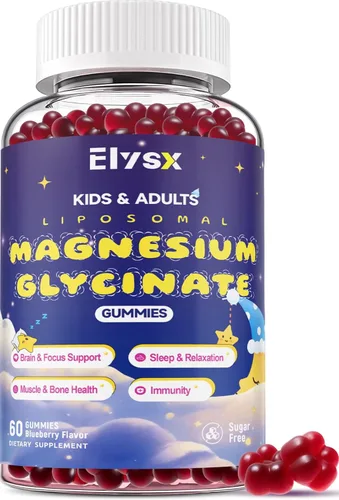 Gomitas de bisglicinato de magnesio liposomal de 400 mg para niños y adultos, suplemento de bisglicinato de magnesio masticable con teanina, B6,