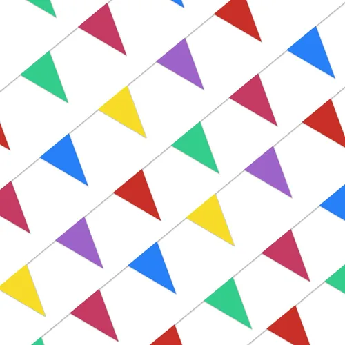 Piokio Bandera colorida de 100 pies para fiestas, celebraciones, decoraciones de graduación, para fiestas, cumpleaños, decoraciones de aula