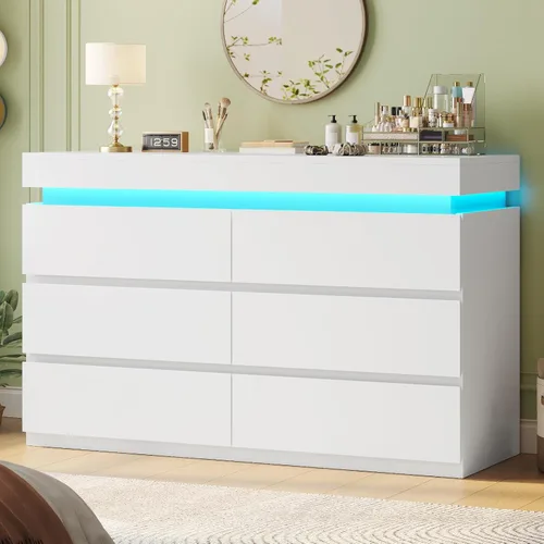 Miniatura 16 de HAUOMS Cómoda alta de 5 cajones con luz LED, cómoda moderna negra para dormitorio, cómodas de armario con cajones para sala de estar, entrada