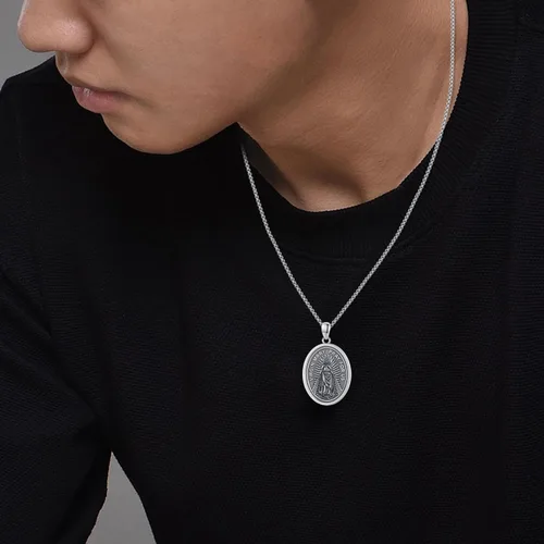Miniatura 66 de Collar de plata de ley 925 con medalla de San Patrón, colgante de protección católica, amuleto, joyería religiosa para hombres y mujeres