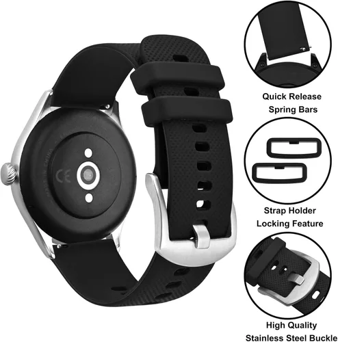 Miniatura 3 de Anbeer Correa de reloj de silicona de 0.630 in, 0.709 in, 0.787 in, 0.866 in, 0.945 in, 0.748 in y 0.827 in, correas de reloj de goma de liberación